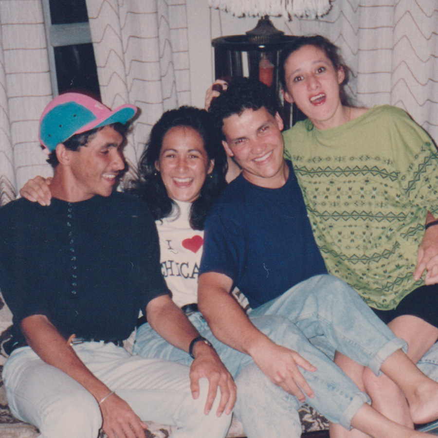 Family photo of Adrian with Caribbean family